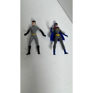 Vintage 1993 DC Comics Batgirl and Catwoman PVC Action Figure Set 4 inch 90s